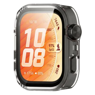 Skaidrus dėklas Huawei Watch Fit 5 Pro Tech-Protect Defense360 prie išmaniojo laikrodžio ekrano ir mygtukų