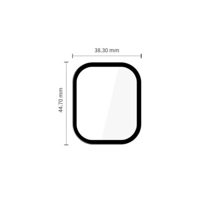 Juodas apsauginis stiklas Xiaomi Redmi Watch 6 su matmenimis 38.30 mm x 44.70 mm