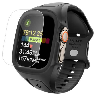 Juodas dėklas su apyranke Apple Watch Ultra 1 2 3 49mm su ekrano apsauga