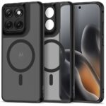 Juodas matinis dėklas Motorola Edge 70 Fusion su matine tekstūra ir magsafe žiedu