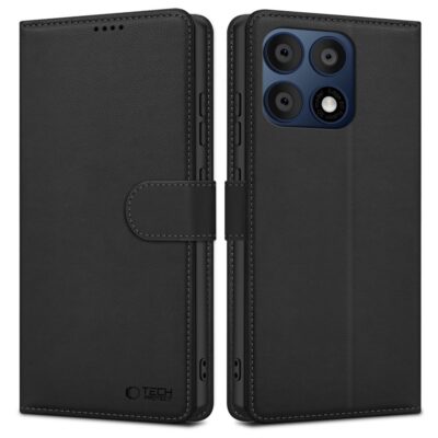 Juodas atverčiamas dėklas Motorola Edge 70 Pro 5G Tech-Protect Wallet su magnetiniu užsegimu