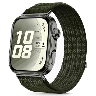 Žalia Tech-Protect Nylon apyrankė Huawei Watch Fit 3 4 5 su išmaniuoju laikrodžiu