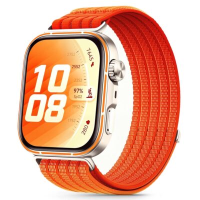Oranžinė apyrankė HUAWEI WATCH FIT 3 su nylon medžiagos tekstūra