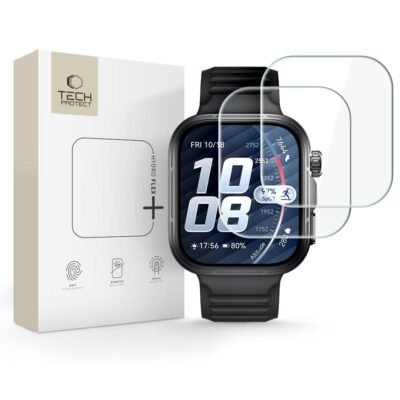 Apsauginė ekrano plėvelė Huawei Watch Fit 5 Pro Tech-Protect Hydro Flex Pro+2 Pack su skaidria plėvele ir laikrodžiu