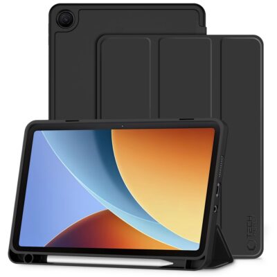 Juodas dėklas Xiaomi Redmi Pad 2 9.7 Tech-Protect SC Pen su rašiklio laikikliu ir sulankstomu viršeliu