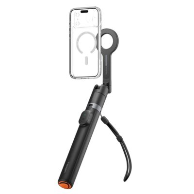 Juoda asmenukių lazda SPIGEN S582W su nuimama laikiklio dalimi ir pakabinamu dirželiu