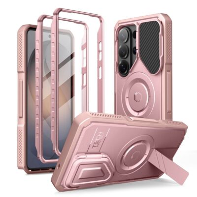 Rausvas dėklas Samsung Galaxy S26 Ultra Tech-Protect Kevlar Magsafe su kamera ir stovėjimo funkcija