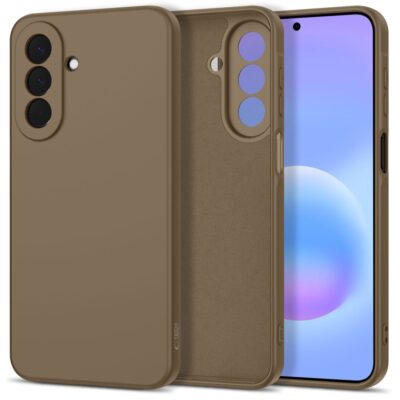 Rudas dėklas Tech-Protect Icon Samsung Galaxy A27 5G su matiniu paviršiumi ir kamerų moduliu.