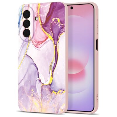 Marmurinis dėklas Samsung Galaxy A27 5G Tech-Protect Icon su violetinės ir rožinės spalvos marmuriniu raštu