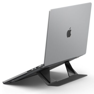 Pilkas kompiuterio stovas SPIGEN LD201-S6 SLIMFOLD LAPTOP STAND po nešiojamuoju kompiuteriu