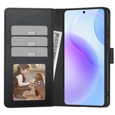 Juodas atverčiamas dėklas MOTOROLA EDGE 70 PRO 5G Tech-Protect Wallet su kortelių ir nuotraukų skyreliais