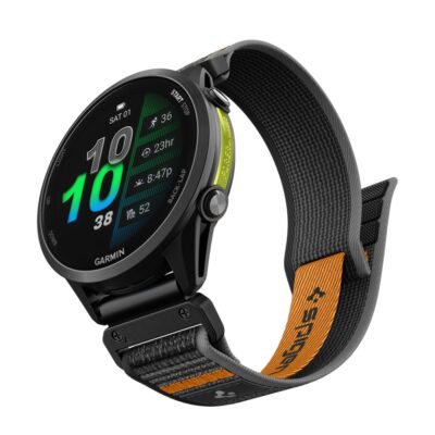 Juoda-oranzine apyranke SPIGEN ATHLEX AIR GARMIN QUICKFIT 22 MM su tekstiliniu dirzeliu