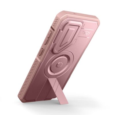 Rausvas dėklas Samsung Galaxy S26 Ultra Tech-Protect Kevlar Magsafe su stoveliu ir magnetiniu tvirtinimu
