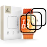 Juodas apsauginis stiklas Huawei Watch 5 Fit Pro TECH-PROTECT GLASS FLEX+ 2-PACK matomas šalia baltos dėžutės