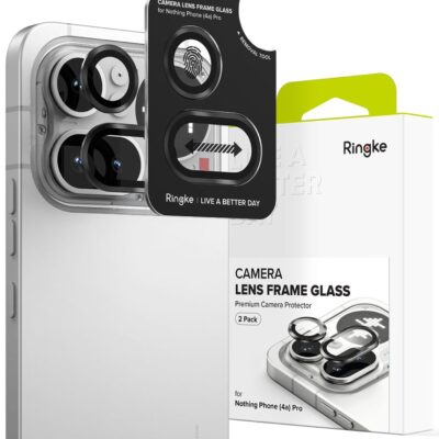 Juodas apsauginis kameros stikliukas Nothing Phone 4A Pro su Ringke Camera Frame Protector 2-Pack