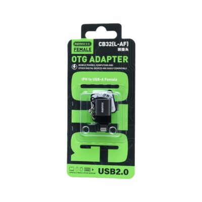 Remax CB32 OTG adapteris Lightning į USB-A USB 2.0 pakuotėje, žalia spalva