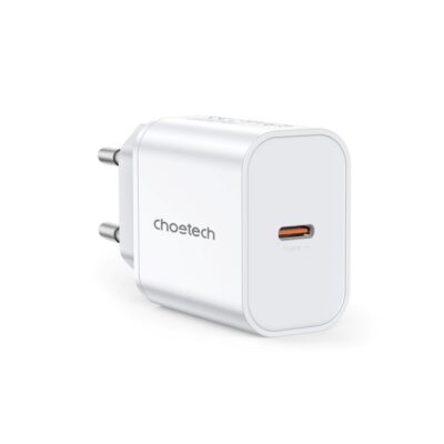 Baltas įkroviklis Choetech PD3042 45W USB-C su USB-C jungtimi tiekiančioje pusėje