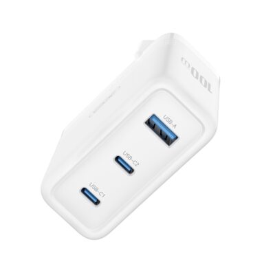 Baltas įkroviklis XO CE35 100W su 2 USB-C ir USB-A