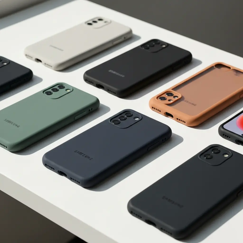 Įvairių stilingų Samsung dėklų asortimentas