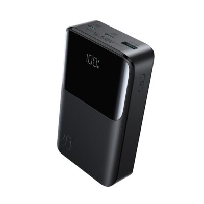 Juoda išorinė baterija Power Bank Joyroom JR-QP192 Mini 22.5W 20000mAh su skaitomu ekranu rodantis 100% įkrovą