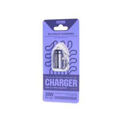 Juodas automobilinis įkroviklis Remax RCC359 30W USB-C / USB-A