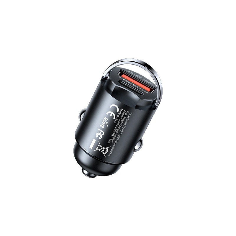 Juodas automobilinis įkroviklis Remax RCC359 30W USB-C / USB-A Juodas automobilinis įkroviklis Remax RCC359 30W USB-C / USB-A