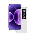 Juodas apsauginis ekrano stikliukas Xiaomi 17 su OBAL:ME 5D stiklu, matomas skaidrus stiklas su logotipu OBAL:ME