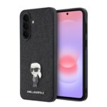 Juodas blizgantis deklas Karl Lagerfeld Ikonik su glitter pavirsu Samsung Galaxy A37