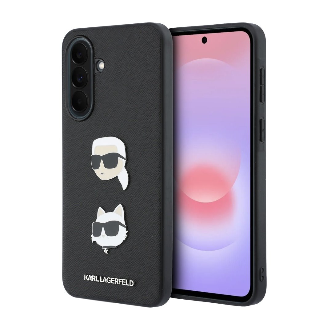 Juodas Karl Lagerfeld deklas Samsung Galaxy A37 Juodas originalus Karl Lagerfeld deklas Samsung Galaxy A37 su dviem baltom figurom su akiniais motyvu