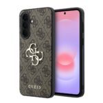 Rudas deklas su GUESS logotipu ant Samsung Galaxy A37, juodas remelis ir monograminis pavirsis