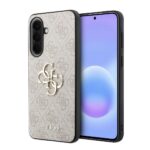 Beige spalvos Guess PU deklas telefonui Samsung Galaxy A57 su metaliniu logotipu