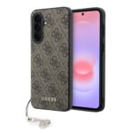 Rudas deklas GUESS su PU oda, metaliniu logotipu ir pritvirtinta grandinele Samsung Galaxy A37