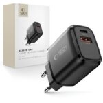 Juodas buitinis pakrovėjas "TECH-PROTECT NCA65W-GAN 2-PORT NETWORK CHARGER PD 65W / QC3.0"