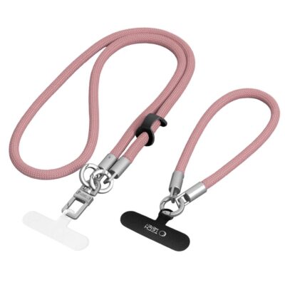 Rausvas-titano spalvos dirželis TECH-PROTECT C10S ROPE CROSSBODY & WRIST su metaliniais užsegimais