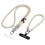 Beige-titano spalvos TECH-PROTECT C10S ROPE CROSSBODY & WRIST dirželis su metaliniais kabliukais