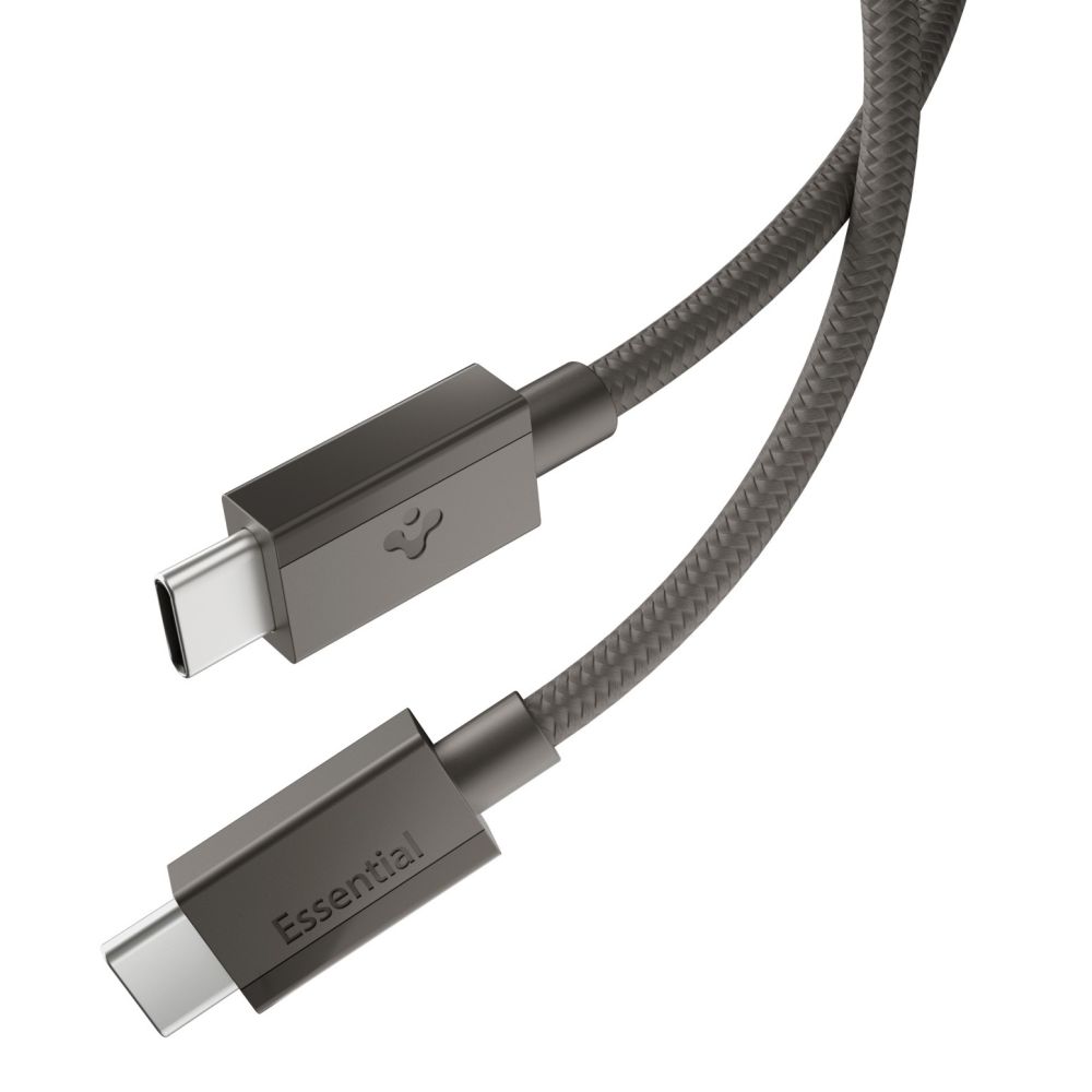 Pilkas kabelis SPIGEN EB6015CC ESSENTIAL TYPE-C CABLE 60W 150CM Pilkas kabelis SPIGEN EB6015CC ESSENTIAL TYPE-C CABLE 60W 150CM - Image 1