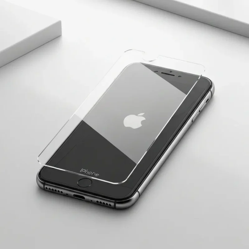 iPhone su apsauginiu stiklu ant ekrano