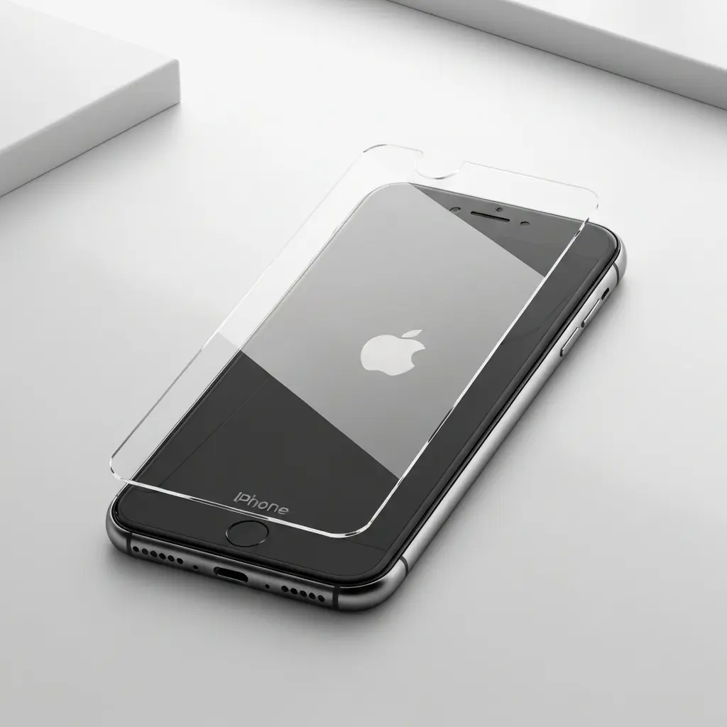 iPhone su apsauginiu stiklu ant ekrano