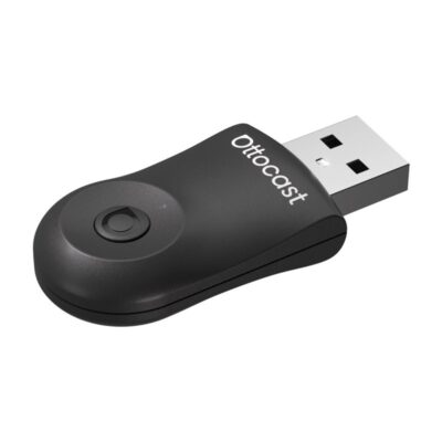Juodas belaidis CarPlay Android Auto adapteris Ottocast Mini CA505-T USB jungtimi