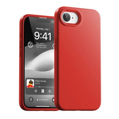 raudonas dekla apple iphone 16e 17e mercury pure magsafe silicon su apvaliu kameros iskirpimu