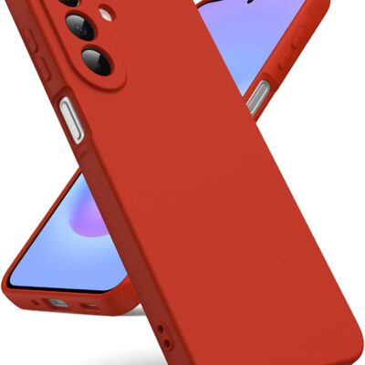 Raudonas dėklas Samsung A276 A27 5G Liquid Silicone 1.5mm, matomas iš priekio ir galo