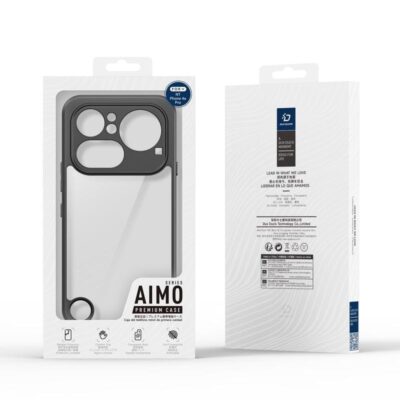 Skaidrus deklas Dux Ducis Aimo telefonui Nothing Phone 4a Pro su juodu rėmeliu ir didelėmis kamerų angomis
