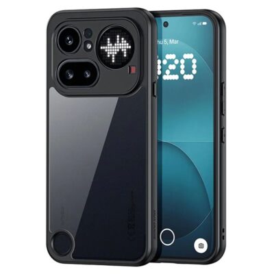 Skaidrus dėklas Dux Ducis Aimo telefonui Nothing Phone 4a Pro su juodos spalvos rėmeliu ir skaidria nugarėle