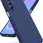 Tamsiai mėlynas dėklas Samsung A276 A27 5G Liquid Silicone matomas iš dviejų pusių