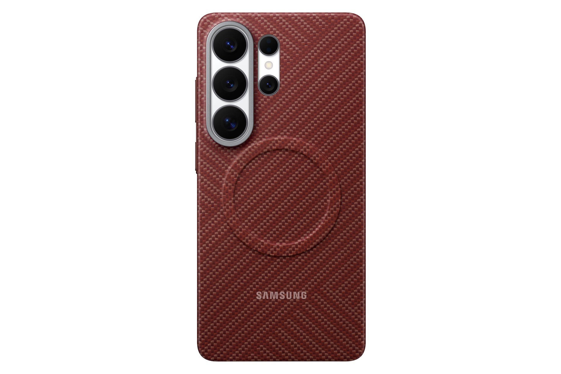 Koralų-raudonas originalus dėklas Samsung Galaxy S26 Ultra EF-KS948SRE Carbon Magnet Koralų-raudonas originalus dėklas Samsung Galaxy S26 Ultra su tekstūruota anglies pluošto apdaila