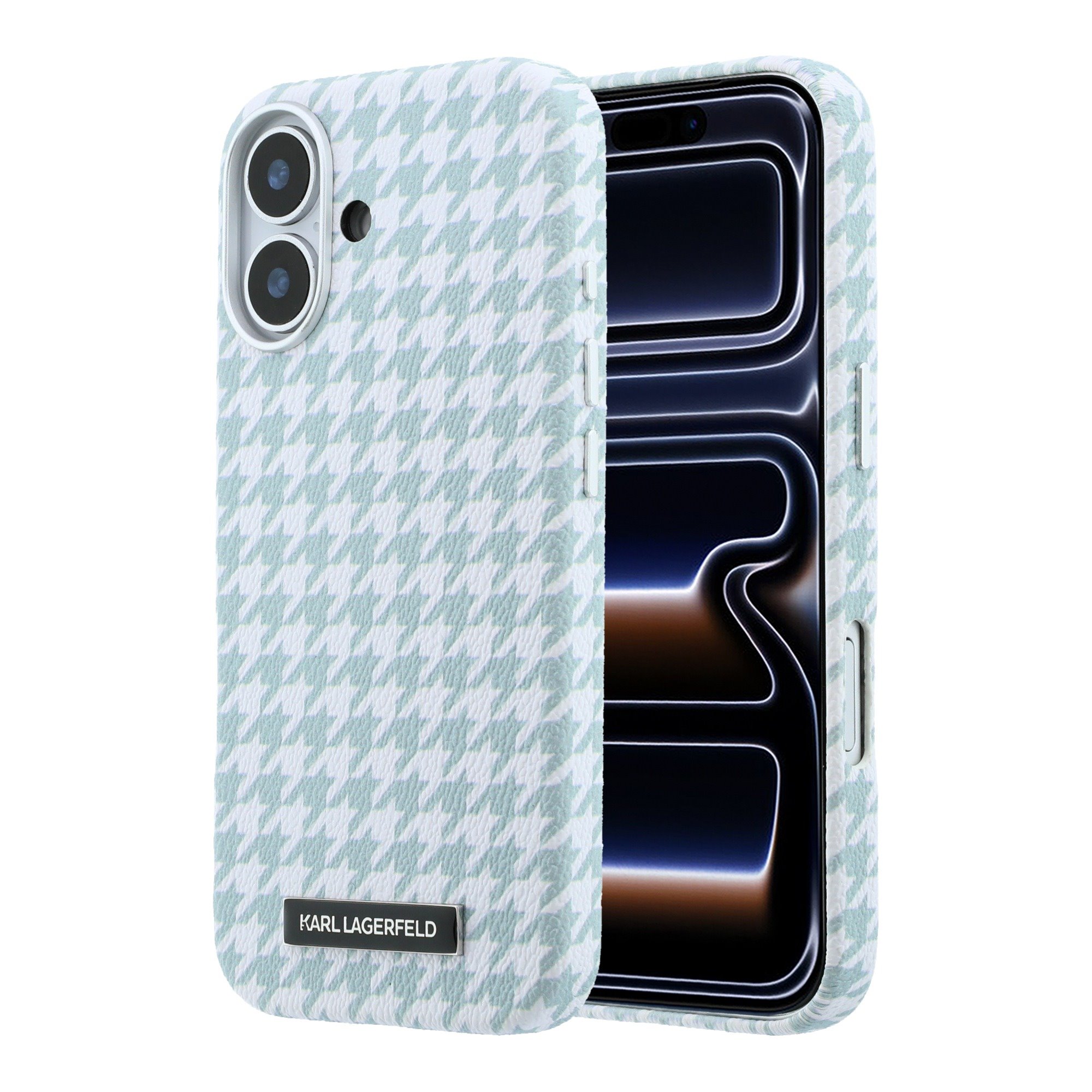Mėlynas dėklas Karl Lagerfeld PU Houndstooth Resin Plate MagSafe telefonui Apple Iphone 17 Mėlynas dėklas Karl Lagerfeld PU Houndstooth Resin Plate MagSafe telefonui Apple Iphone 17 - Image 1