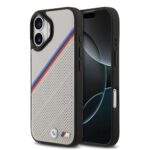 Pilkas dėklas BMW M Tricolor Perforated Pattern MagSafe telefonui Apple Iphone 17