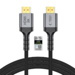 Juodas kabelis TECH-PROTECT ULTRABOOST CABLE HDMI 2.1 4K 120HZ 8K 60HZ 200cm su aukso spalvos HDMI jungtimis.