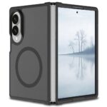 juodas matinis deklas samsung galaxy z fold 8 su apsauga aplink kamera ir magmat magsafe zenkleliu