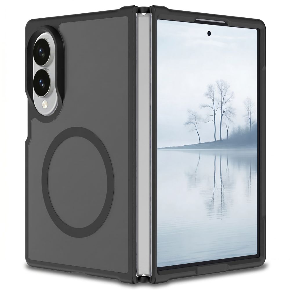 Juodas matinis dėklas Samsung Galaxy Z Fold 8 Tech-Protect Magmat Magsafe juodas matinis deklas samsung galaxy z fold 8 su apsauga aplink kamera ir magmat magsafe zenkleliu